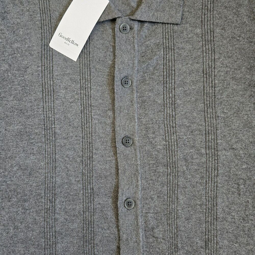 Goodfellow & Co Gray Knit Button Cardigan Sweater Short Sleeve Collared S NWT - Picture 6 of 9